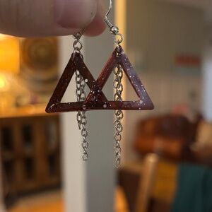 Maroon Prism Dangle Earrings